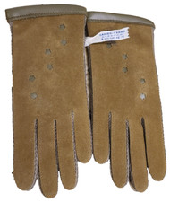 Vintage Women's M 6.5-7.5 Driving Motorcycle Lined Brown Green Stretch Gloves