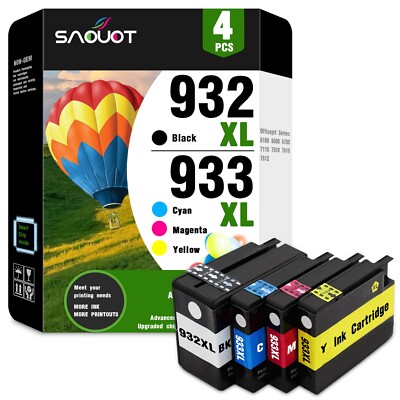 Replacement HP 932XL 933XL Ink Cartridge Set for Officejet 6100 7610 7110