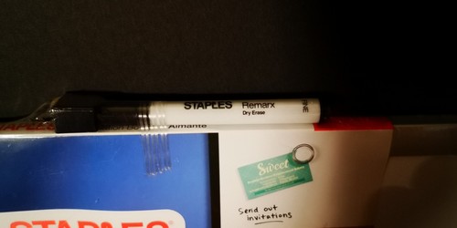 Staples Magnetic Dry-Erase / Cork Board w/ 2 Magnets & Marker 11" x 17" Sealed - Picture 4 of 7