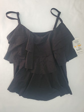 Kenneth Cole Reaction Women's Size Small Black Tiered Tankini Swim Top NWT