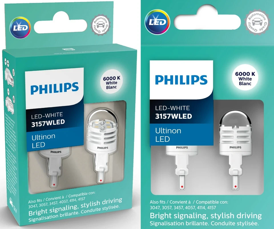 Philips Ultinon LED Light 4157 White 6000K Two Bulbs Front Turn Signal Replace - Image 2 of 4