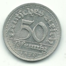 HIGH GRADE 1920 D GERMANY 50 PFENNIG-DEUTSCHES REICH-NOV007