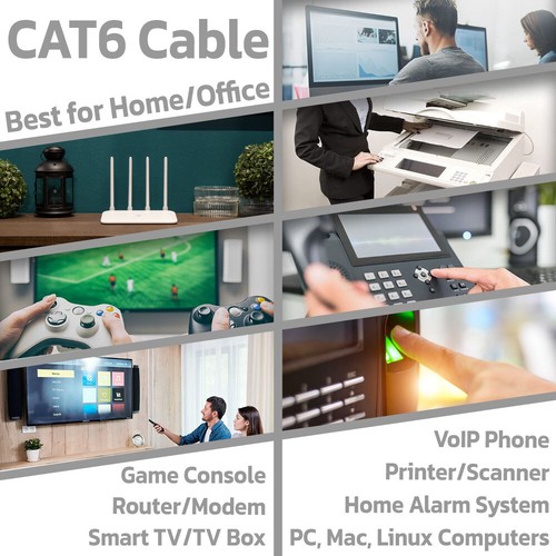 Paquete de 2 cables de conexión Ethernet Cat6 de 100 pies negros RJ45 LAN cable de red cable de Internet - Imagen 4 de 7