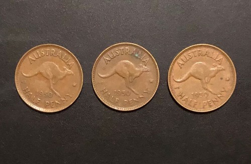 1 x 1950 Australia HALF PENNY * KGVI * circulated but still NICE * ex roll - Bild 1 von 4