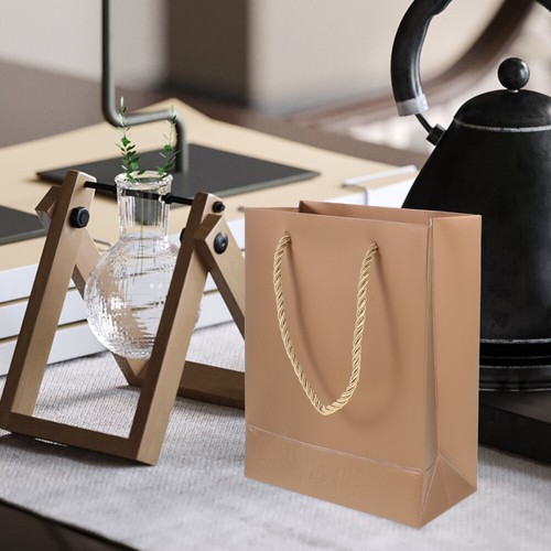 10 Pcs Golden Handbag Paper Packaging Bags Packing Party Present