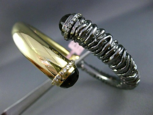 EXTRA LARGE 6.69CT DIAMOND & SMOKY TOPAZ 14K YELLOW & BLACK GOLD BANGLE BRACELET - 第 4/12 張圖片