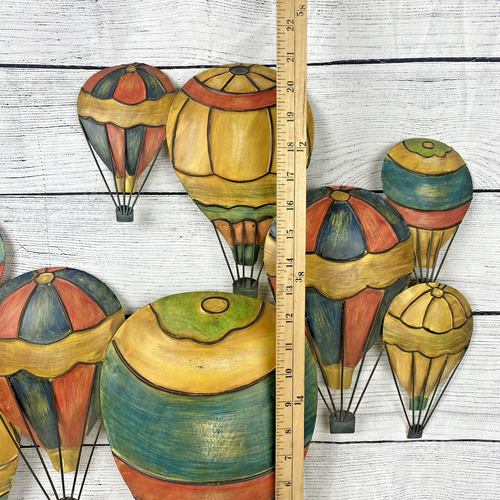 Large 9 Hot Air Balloons 3D Metal Sign Wall Hanging Decor Nursery Child Room - Picture 2 of 4