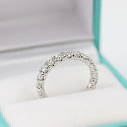 3Ct Round Cut Lab-Grown Diamond Full Eternity Women's Band Ring 14K White Gold - Picture 3 of 10