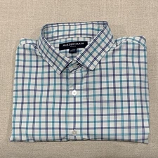 Mizzen Main Leeward Trim No Tuck Long Sleeve Shirt White Blue Plaid Check Large