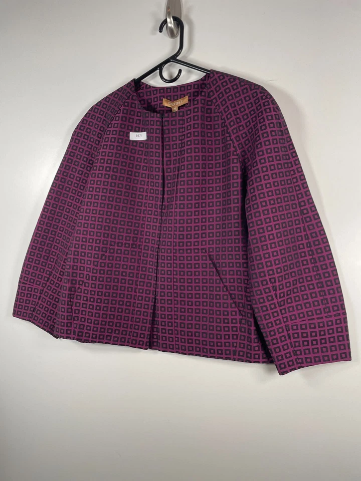 BNWT Ellen Tracy Womens Blazer Jacket Geometric Career Wear Purple Sz Medium - Image 2 of 4