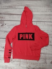 Victoria's Secret Sweatshirt Women's X-Small Red 1/4 Zip Pink Logo Pullover