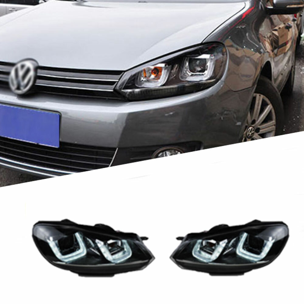 VWゴルフ6 2009–2012用LEDデュアルレンズヘッドライト For VW Golf 6 2009-2012 Headlight LED DRL Sequential Signal LED