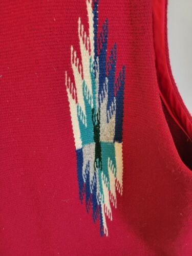 Authentic Ortega' s Men's XL (46)Deep Red Hand Woven Wool Chimayos N.M. - Picture 3 of 9