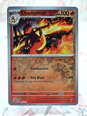 Pokémon Charmeleon 005/165 Uncommon Reverse Holo Scarlet & Violet