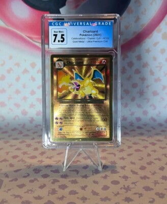 2021 Pokemon Gold Metal Charizard Ultra Premium 4/102 Celebrations CGC 7.5  NM+
