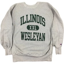 Vtg 90s Illinois Wesleyan Champion Reverse Weave Sweatshirt Spell Out Crew Sz XL
