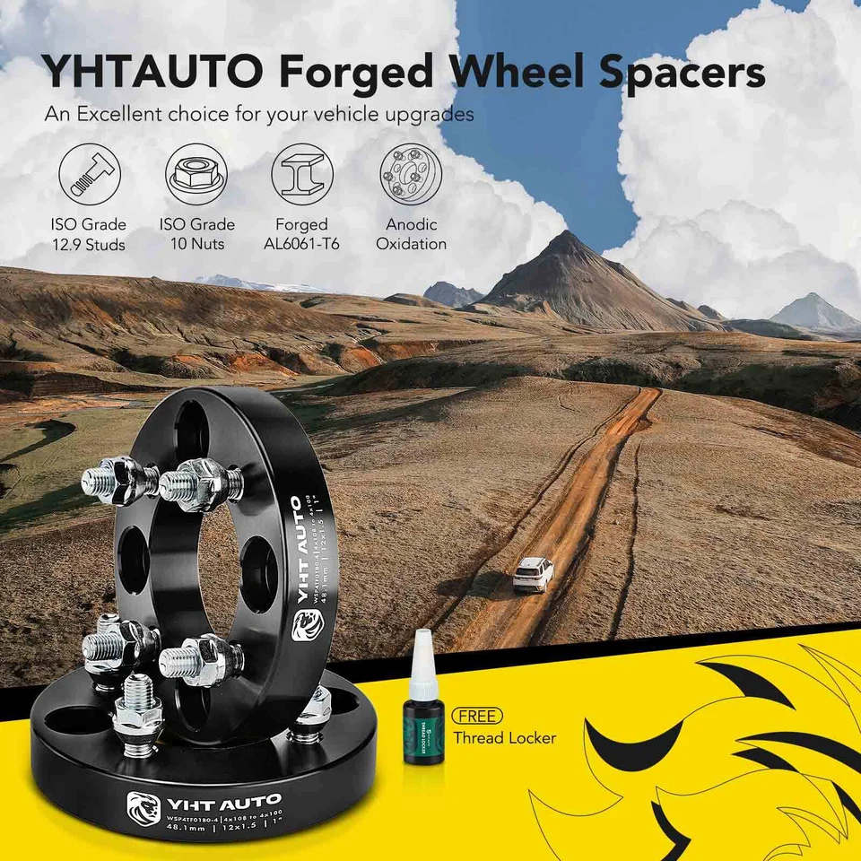 4x 4x108 to 4x100 Wheel Adapters M12x1.5 78.1mm 1" for Ford Focus 00-11 Mercury - Image 2 of 4