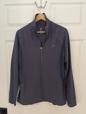 Adidas Climalite Womens L Slate Blue Athletic Zip Up Jacket Pockets Thumb Holes