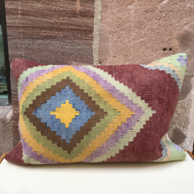 Kelim Kissenhülle 40x60 cm handgewebt Sitzkissen vintage Boho Teppich Kilim