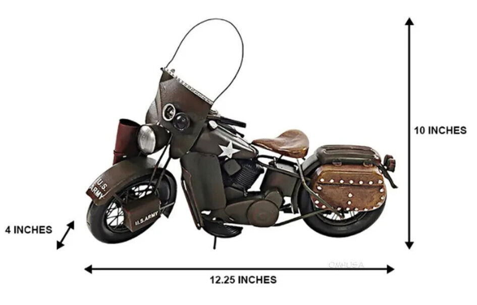 1942 WLA Harley Davidson Army Motorcycle Metal Model 12