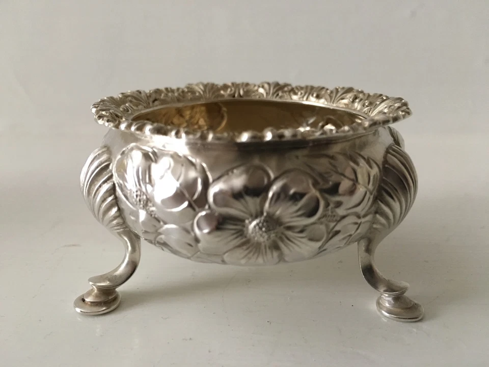 2 hermosas salinas antiguas Gorham con patas de plata de ley Foto 4 de 4