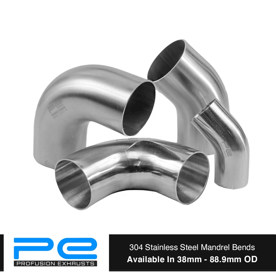 PROFUSION 45 90 Degree 304 Stainless Steel 1D Satin Mandrel Exhaust Pipe Bend Elbow