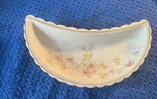 Vintage Pink Yellow Floral Bone Or Trinket Dish Unbranded
