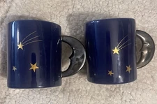 Set Vintage Vandor Imports 1987 Japan Celestial Moon & Star Mug  Moon Handle 8oz