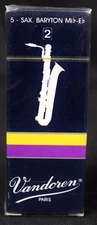 Box of 5 Vandoren Baritone Bari Saxophone Sax #2 Reeds SR242