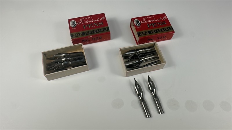 NOS R. Esterbrook & Co. No 322 Inflexible Dip Pen Nibs _Two 12-nib Boxes
