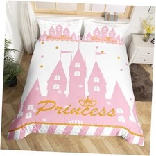 Girls Princess Duvet Cover Set Full Size,Cartoon Bedding Full 80"x90" Castle