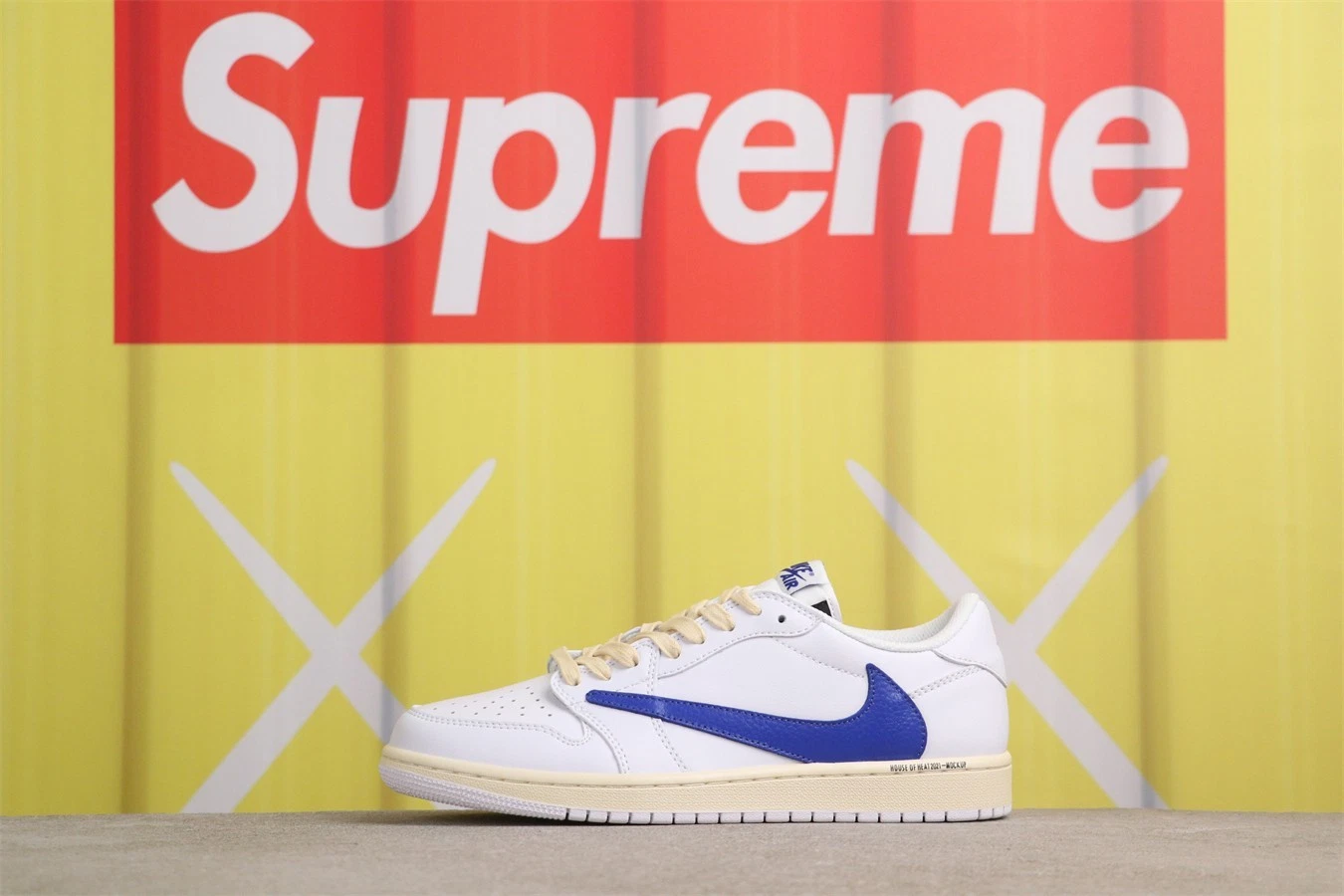 JORDAN Sneakers unisex moda AJ1 retrò basse Travis Scott bianco blu