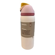 NEW Owala FreeSip 32oz Insulated Stainless Steel Water Bottle, White/Pink