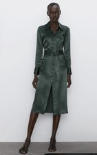 Zara Satin Effect Midi Dress Medium New with Tags