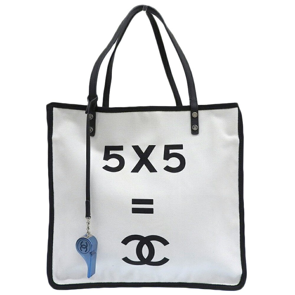 Chanel Black Canvas Leather Shoulder Tote Bag No 21 r8_0805