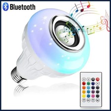 12W E27 Bluetooth Speaker RGB Light Bulb Remote Control Color Changing Lamp 85-2