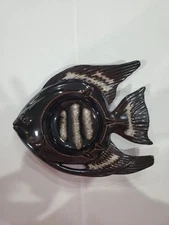 Vintage MCM Ceramic Angel Fish Ashtray Brown Ash Tray Retro