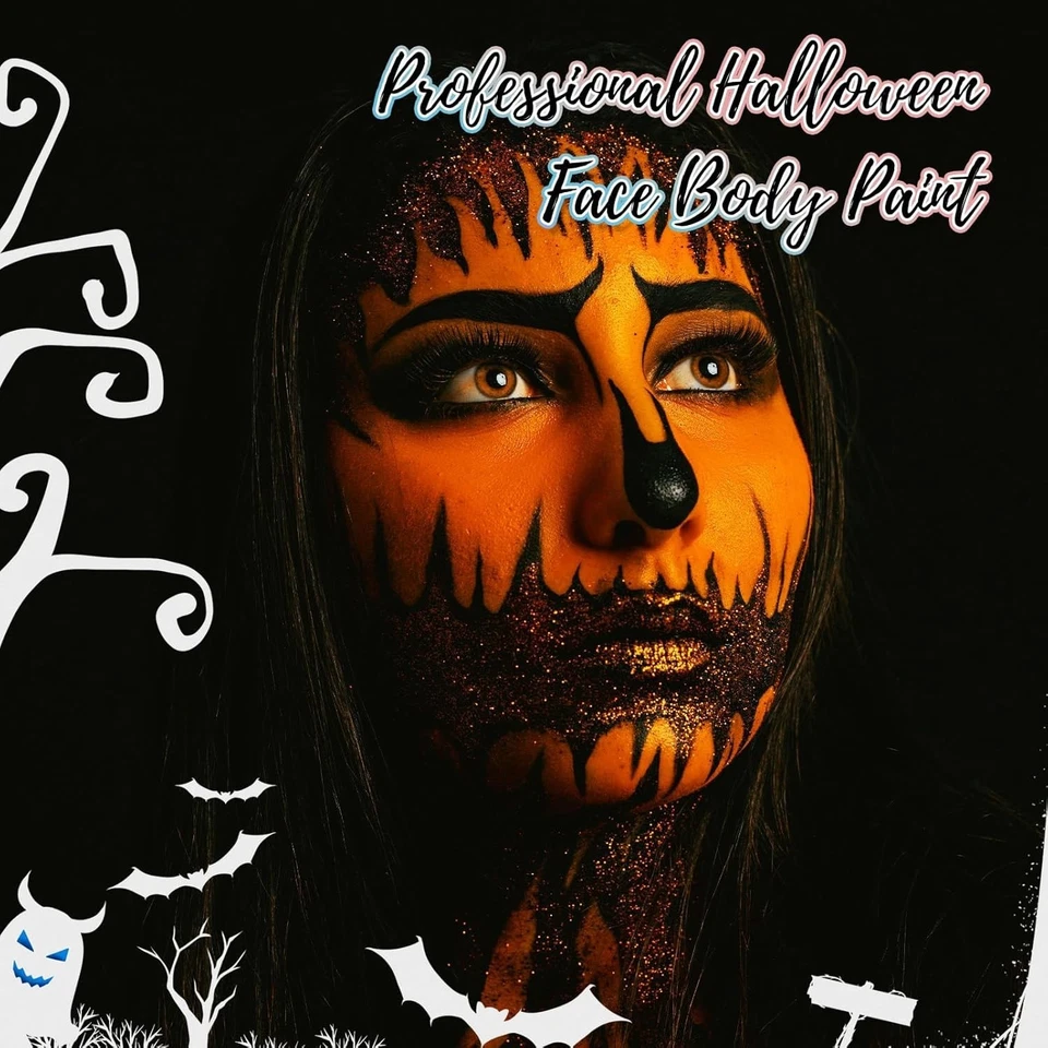 Pintura corporal facial naranja a base de agua, tubo grande de 2,37 OZ cobertura completa  Foto 4 de 4