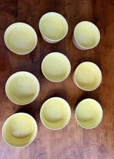 Vintage Set Of 9 Ramekins Made In France Yellow Interior