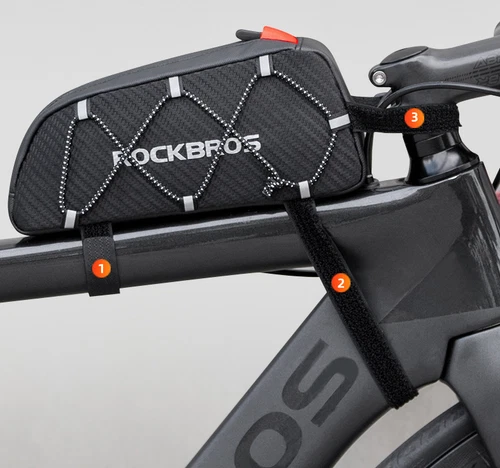 RockBros Bicycle Waterproof Reflective Frame Bag Top Tube Bag Pouch Black