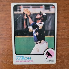 1973 Topps HANK AARON #100 Atlanta Braves 755 Career Home Runs HOF  ** Crease **