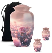 Rose Urn 10Inch + 3Inch Set Of 2 for Ashes Keepsake & Decorative Cremation Urns