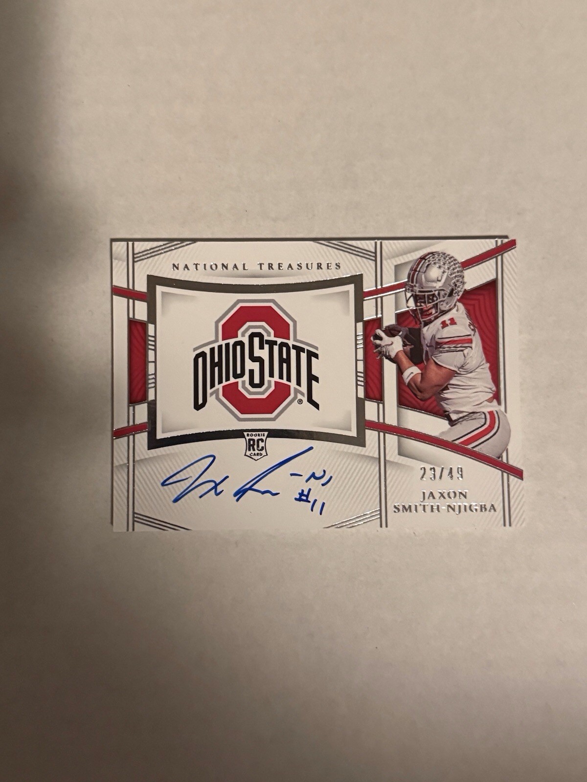 Jaxon Smith-Njigba Panini National Treasures Collegiate Team Logo Signatures #TLSJSN Team Logo Signatures-Gold