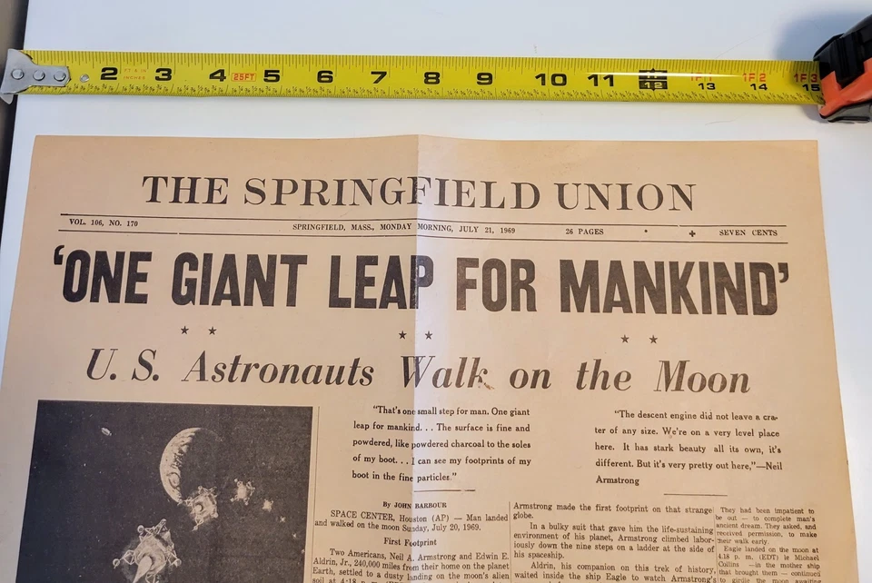 Rare Milton Bradley Ad Moon Landing For Puzzle Springfield Union Neil Armstrong - Image 4 of 4