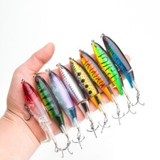 5Pcs Whopper Plopper  Fishing Lures Lot Top Water SwimBaits Rotating Tail Bass