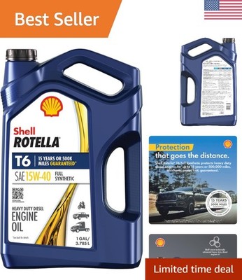 Shell T6 Full Synthetic Diesel Engine Oil 15W-40, 1 Gallon: Maximum Engine Life