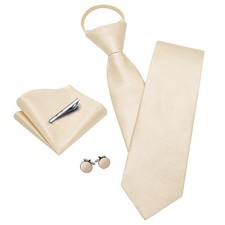 YOHOWA Champagne Zipper Ties for Men Solid Pre-Tied Tie One Size, a