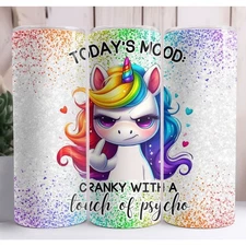 Unicorn Todays Mood 20oz Skinny Tumbler Custom Insulated Drinkware