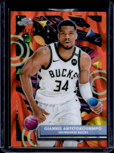 2025-26 Topps Cosmic Chrome Giannis Antetokounmpo Orange Galactic Refractor #/25