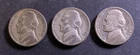 (1943-P, 1943-P, 1943-P) - 3 Silver War Nickel Lot - 35% Silver War Nickels